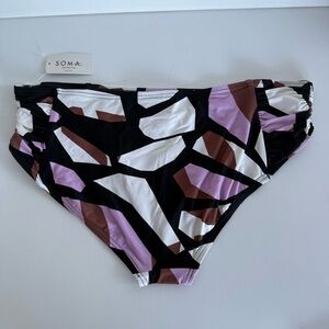 Soma Abstract Patterned Pants - Black, Purple, Brown, XL